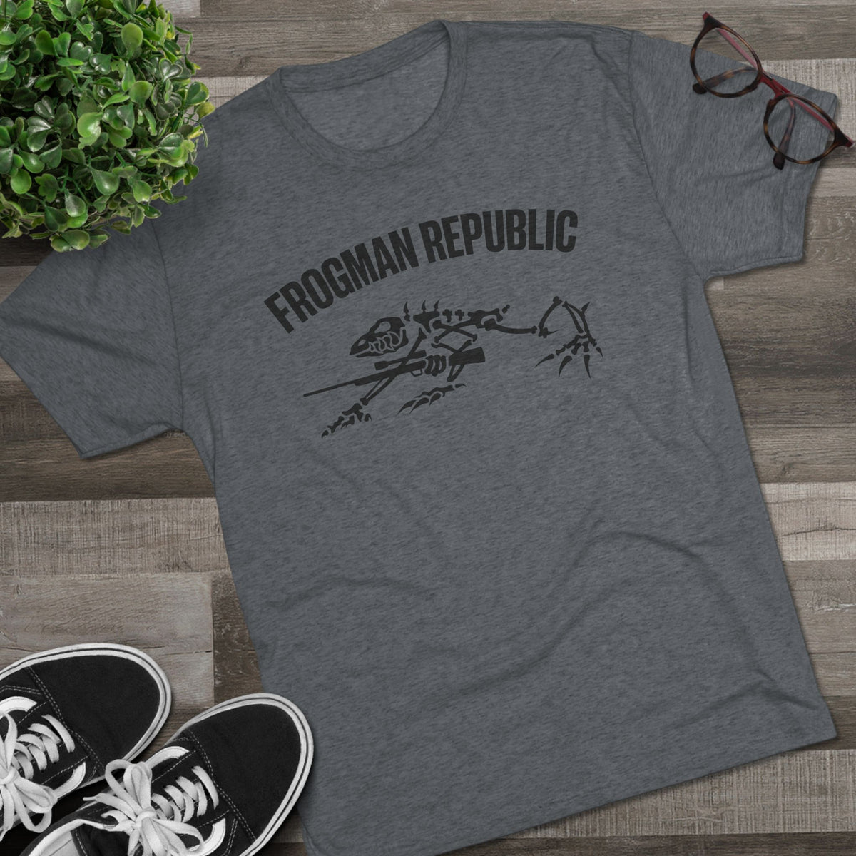 Frogman Republic Banner Black Stone Frog T-Shirt